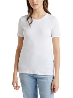 Benetton Fine Rib Round Neck T-Shirt, Optical White