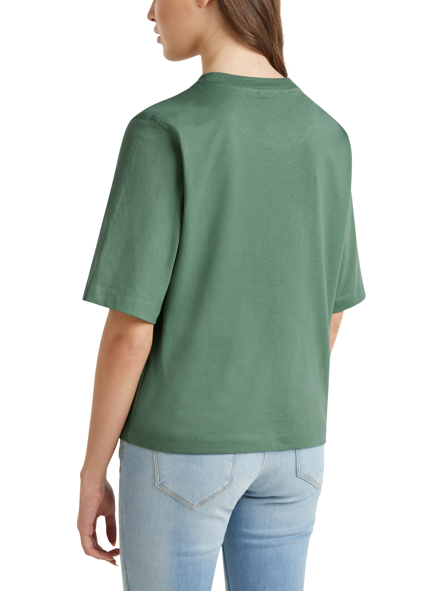 Product image 2 of 2, which shows Benetton Boxy Fit T-Shirt, Forest Green, XS