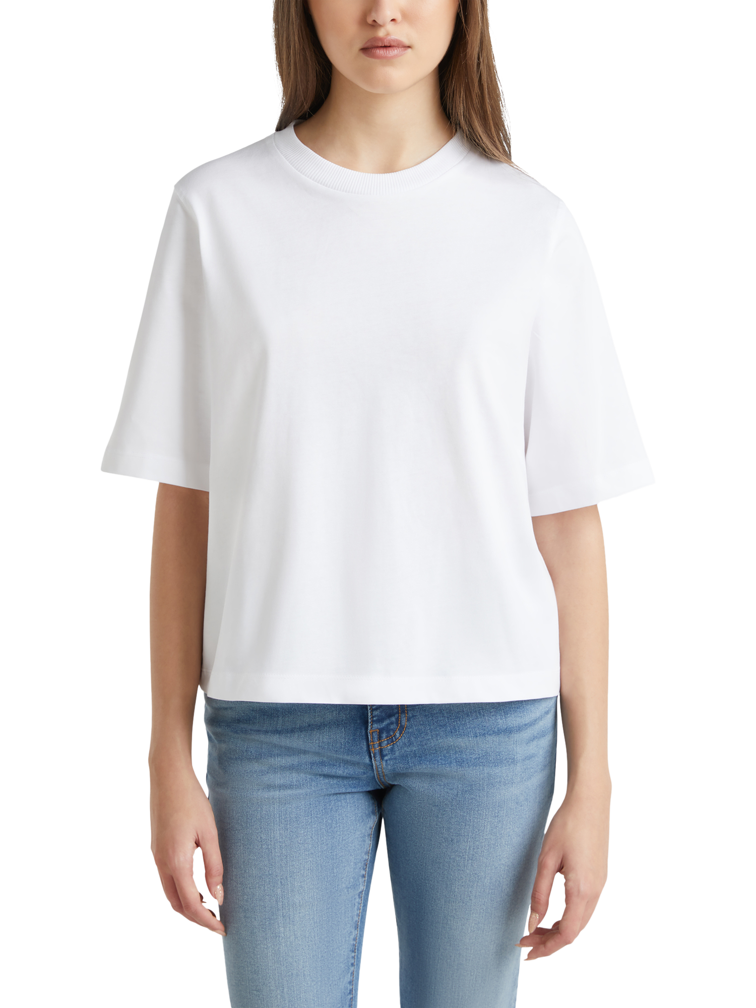 Product image 1 of 2, which shows Benetton Boxy Fit T-Shirt, Optical White, XS