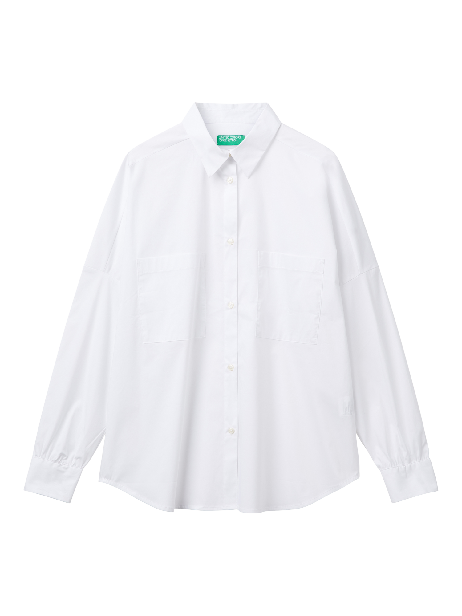 Product image 3 of 4, which shows Benetton Oversized Long Sleeve Shirt, Optical White, XS