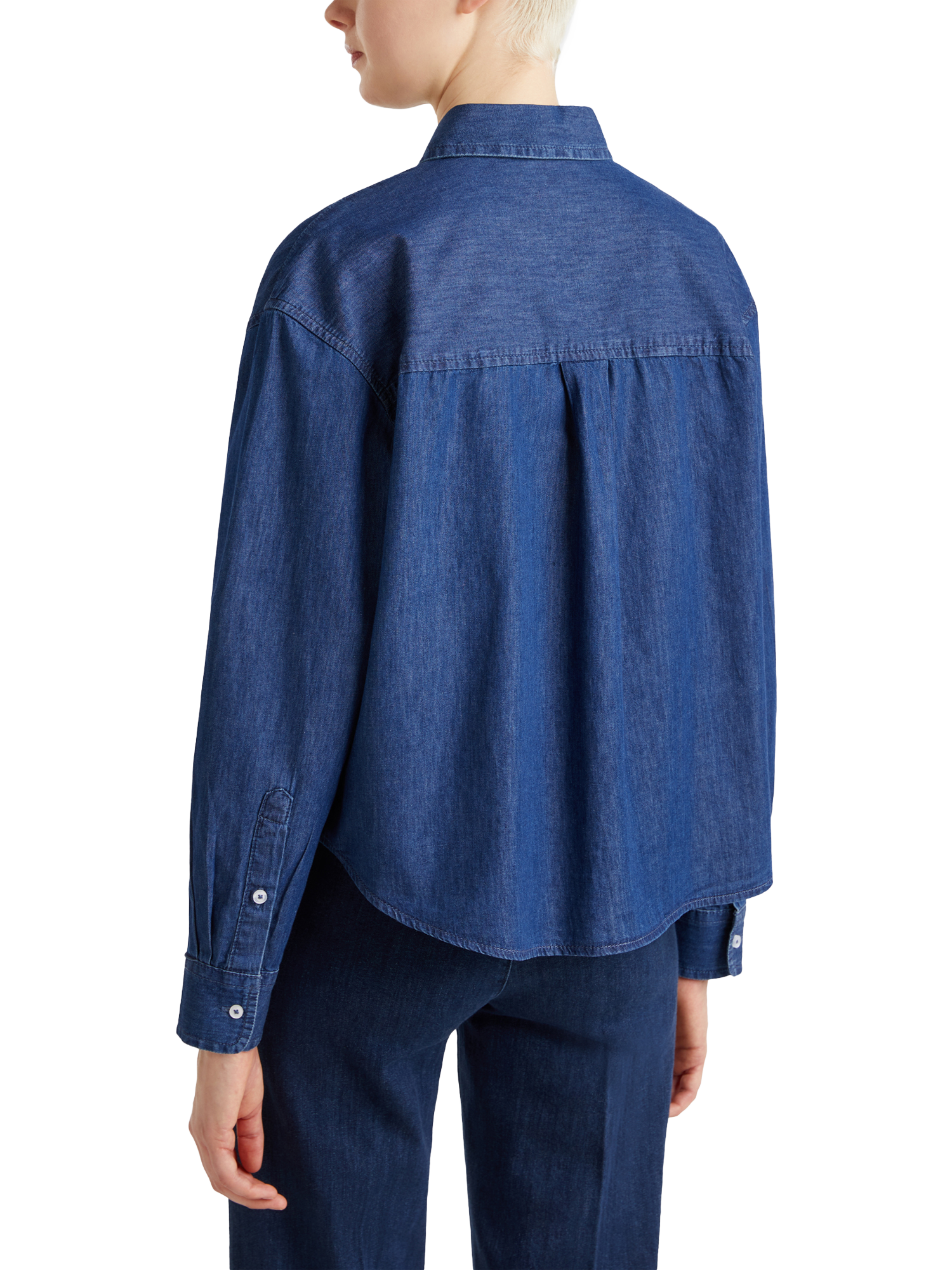 Product image 2 of 4, which shows Benetton Long Sleeve Denim Shirt, Dark Blue, M