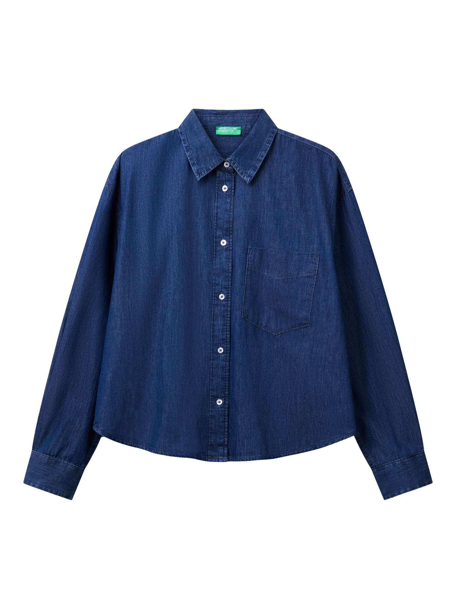 Product image 3 of 4, which shows Benetton Long Sleeve Denim Shirt, Dark Blue, M