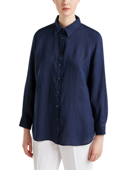 Benetton Loose Fit Pure Linen Shirt, Night Blue, Night Blue
