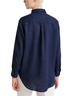 Benetton Loose Fit Pure Linen Shirt, Night Blue - view 2, Night Blue