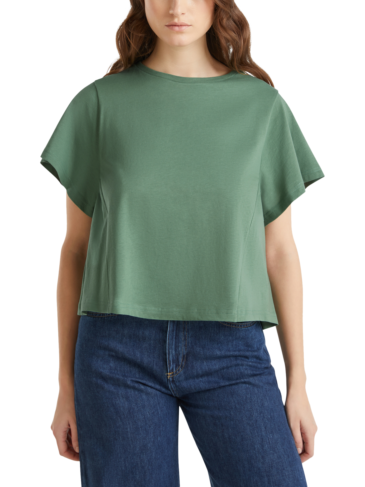 Benetton Relaxed Fit Crew Neck T-Shirt, Forest Green