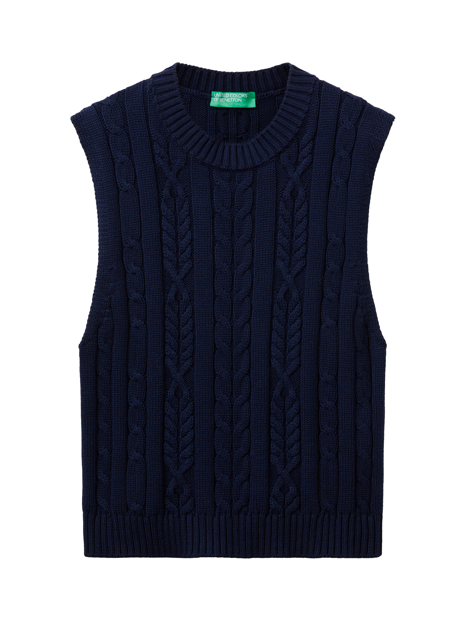 Product image 4 of 6, which shows Benetton Cable Knit Tank Top, Night Blue, L