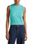 Benetton Cable Knit Tank Top, Teal Green