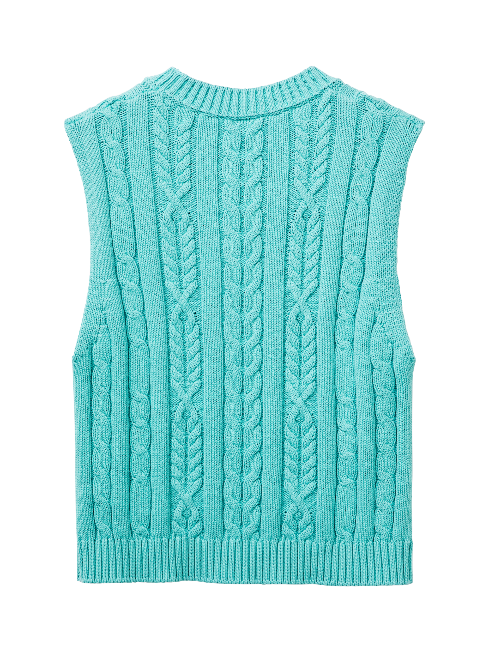 Product image 5 of 6, which shows Benetton Cable Knit Tank Top, Teal Green, S