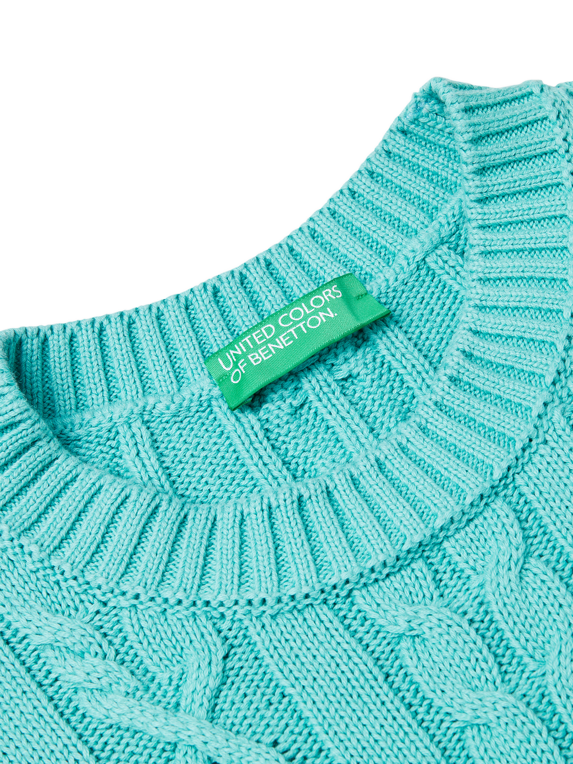 Product image 6 of 6, which shows Benetton Cable Knit Tank Top, Teal Green, S