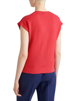 Benetton Linen Blend Round Neck Top - view 2, Brick Red