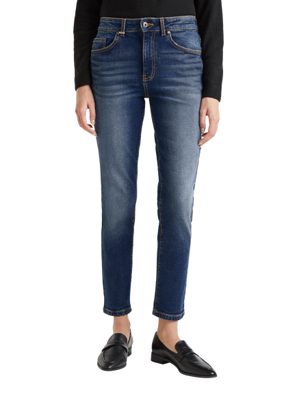 Benetton High Waist Slim Fit Jeans, Blue, Blue