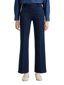 Benetton High Waist Flared Jeans, Mid Blue, Mid Blue