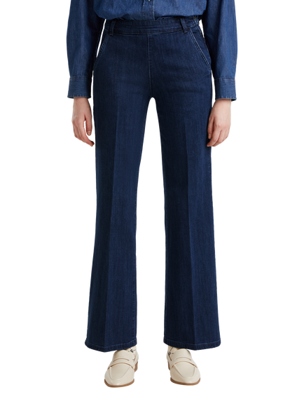 Benetton High Waist Flared Jeans, Mid Blue, Mid Blue