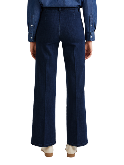 Benetton High Waist Flared Jeans, Mid Blue - view 2, Mid Blue