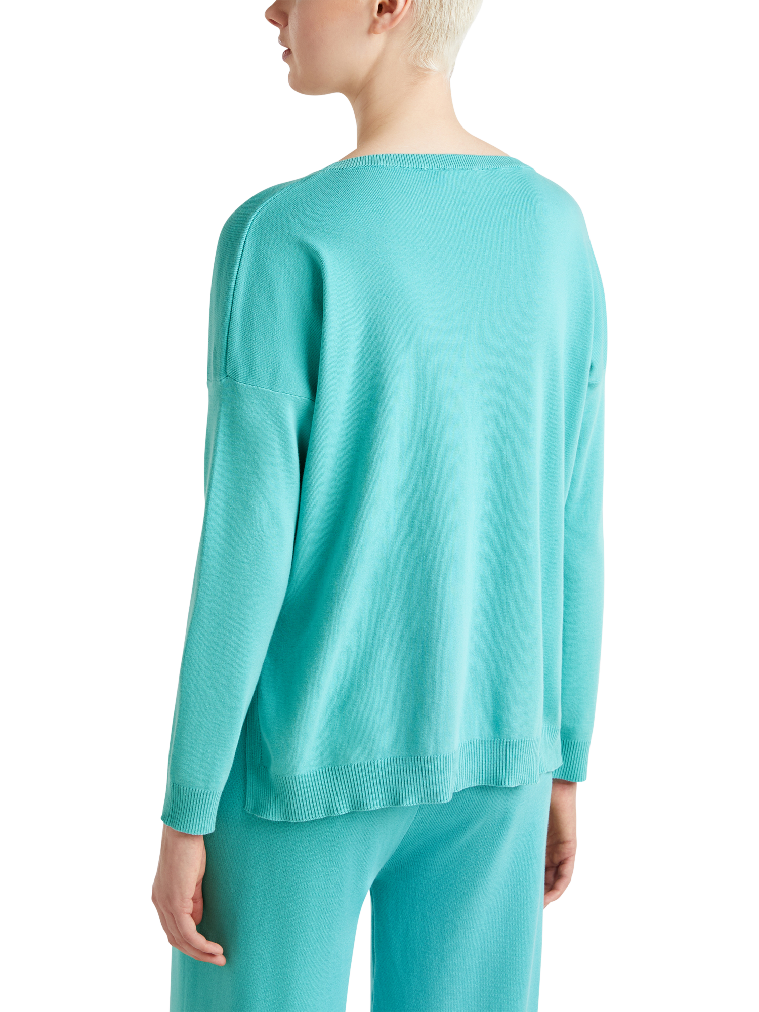 Product image 2 of 6, which shows Benetton Oversized Boat Neck Jumper, Teal Green, S