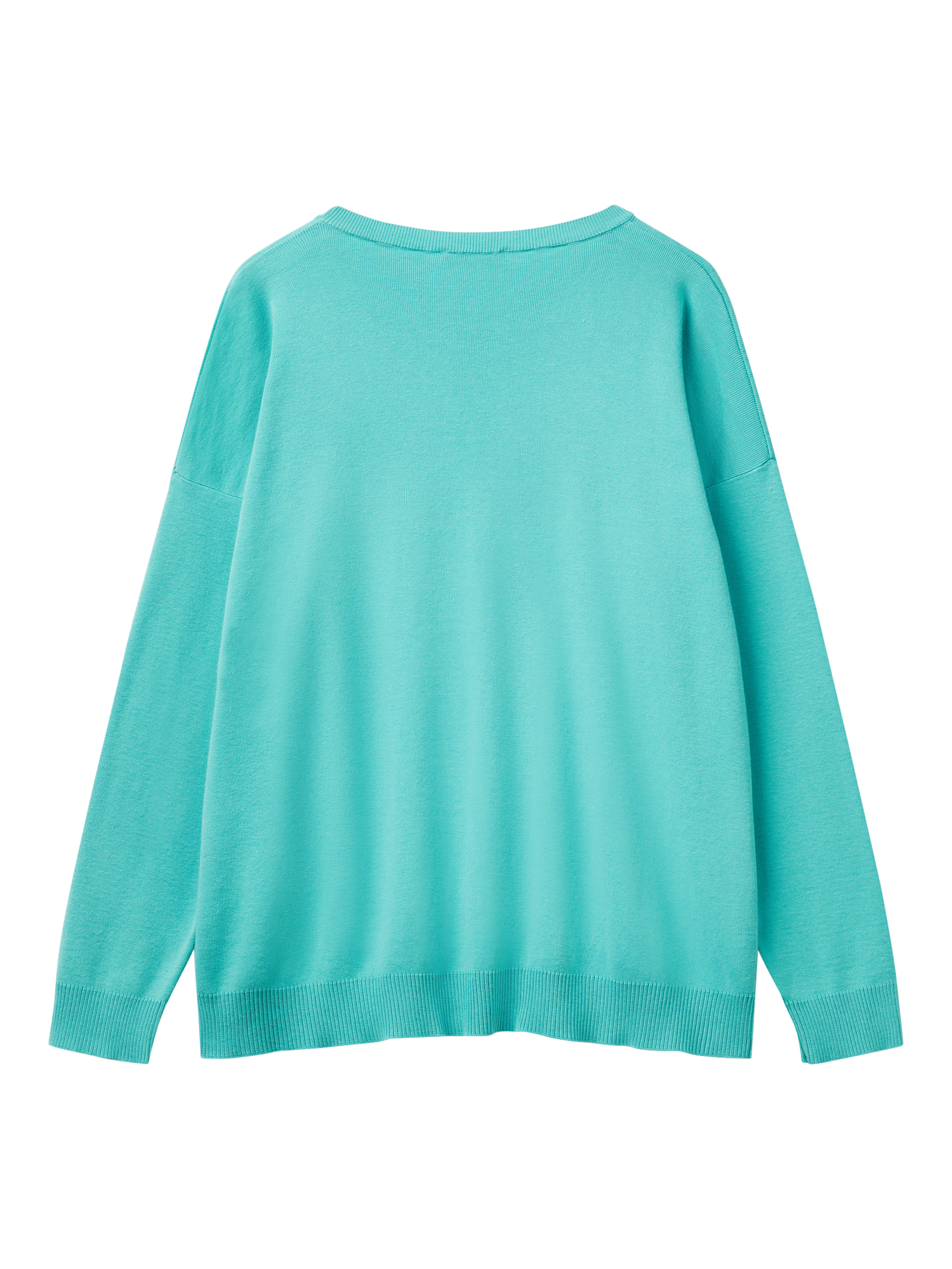 Product image 5 of 6, which shows Benetton Oversized Boat Neck Jumper, Teal Green, S