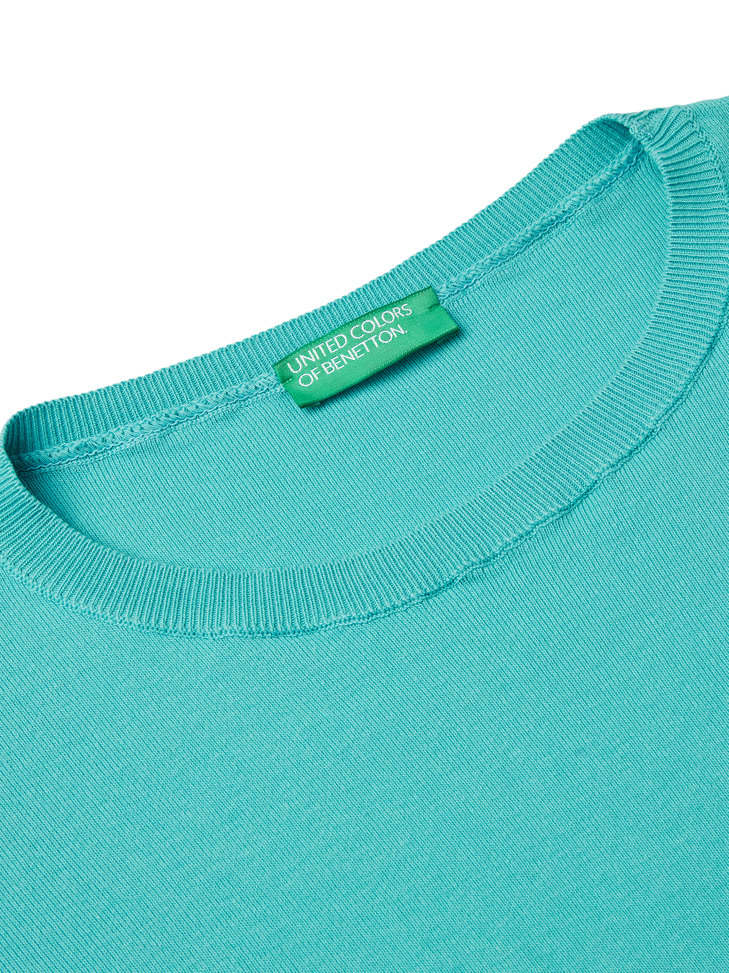 Product image 6 of 6, which shows Benetton Oversized Boat Neck Jumper, Teal Green, S