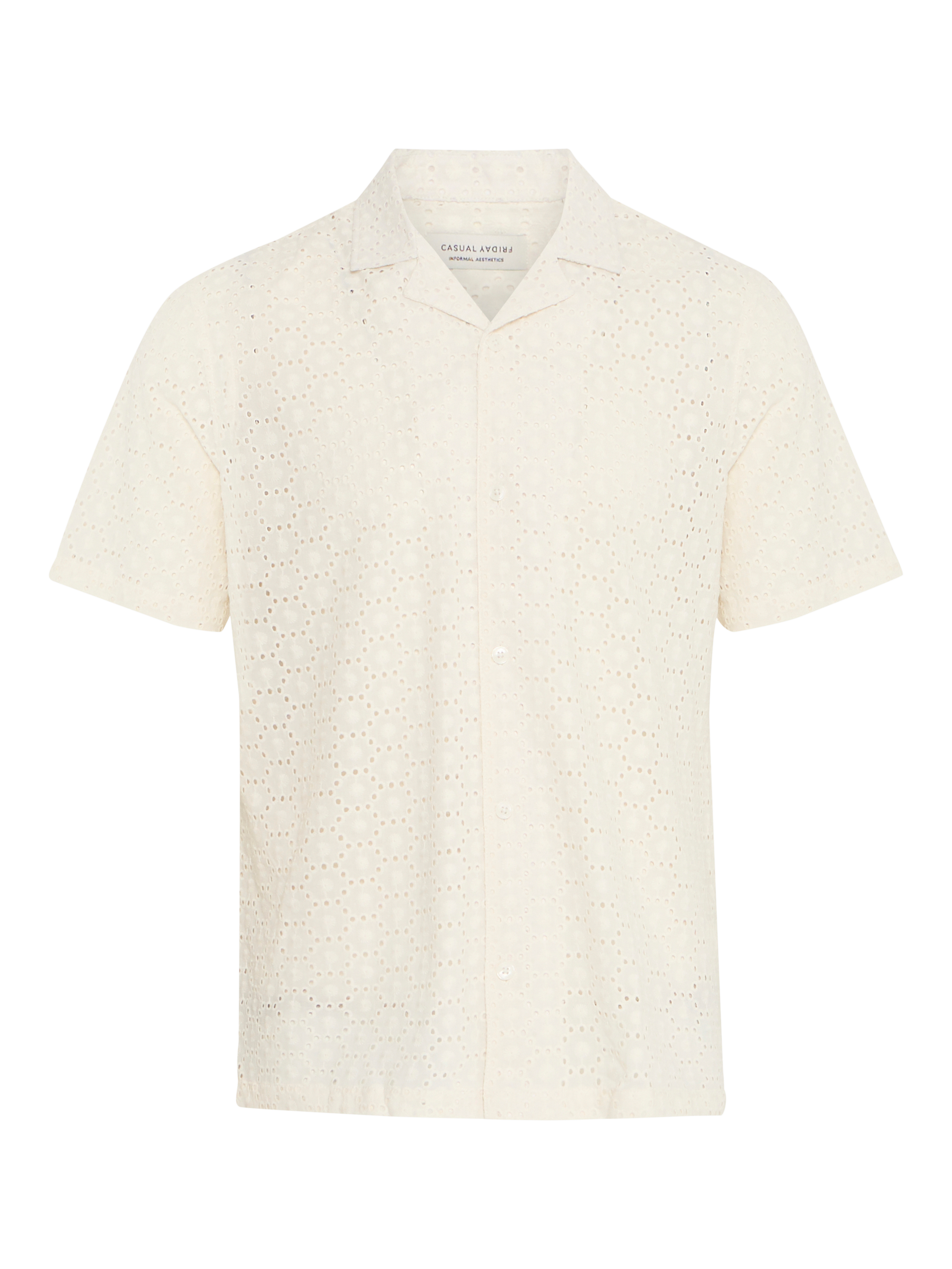 Product image 1 of 3, which shows Casual Friday Logan Broderie Anglaise Resort Short Sleeve Shirt, White, XL