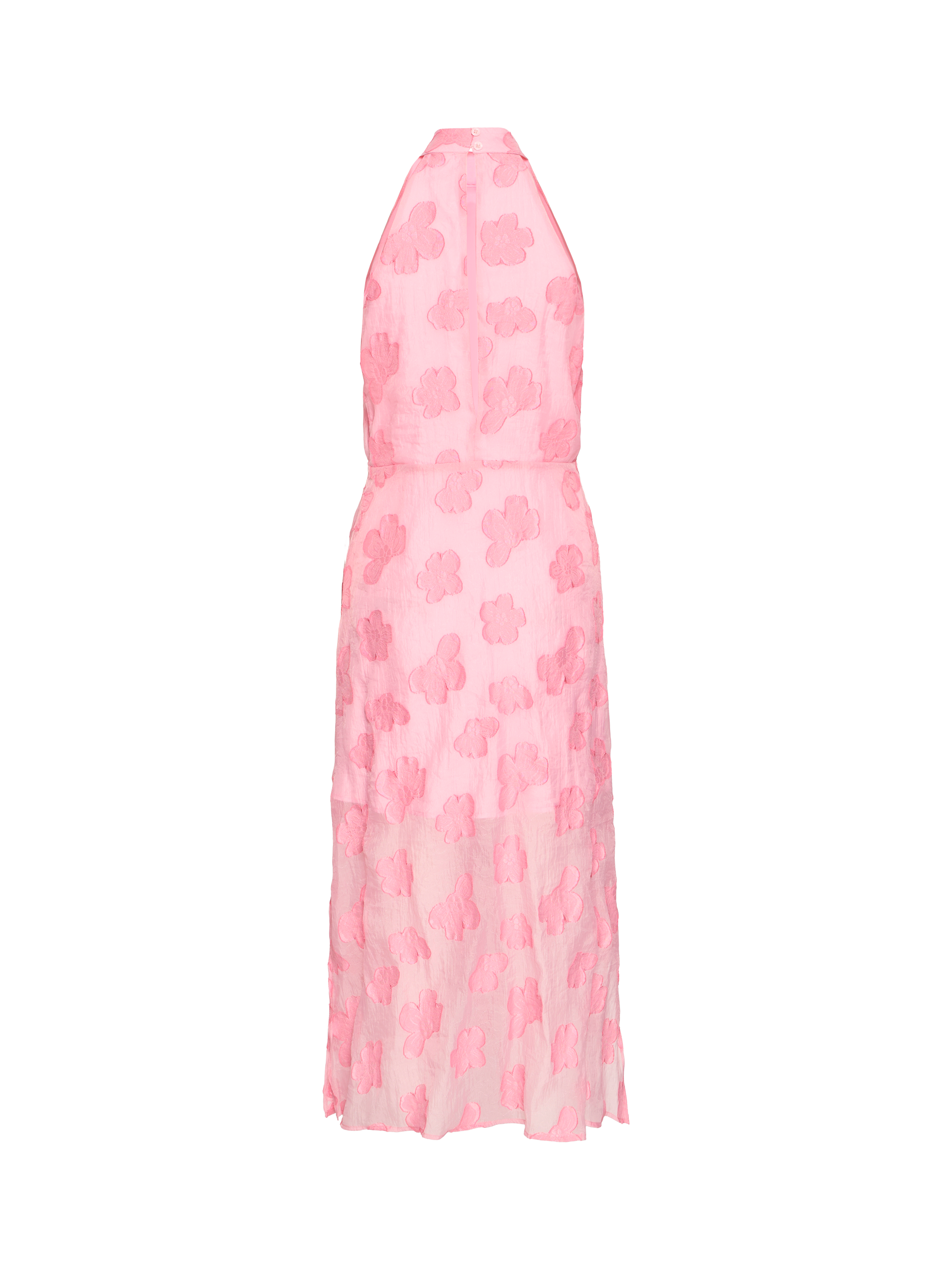 Product image 2 of 3, which shows ICHI Ihxsaga Floral Halterneck Midi Dress, Mid Pink, 8