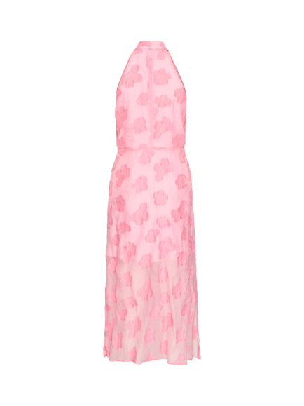 ICHI Ihxsaga Floral Halterneck Midi Dress, Mid Pink - view 2, Mid Pink