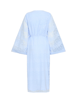 ICHI Simona Jacquard Wrap Midi Dress, Mid Blue - view 2, Mid Blue