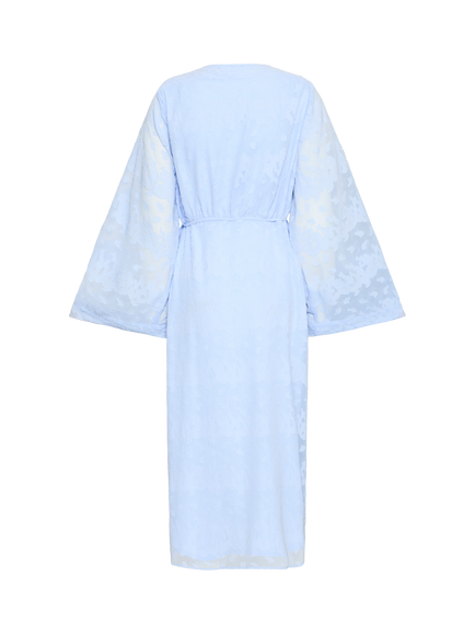 ICHI Simona Jacquard Wrap Midi Dress, Mid Blue - view 2, Mid Blue