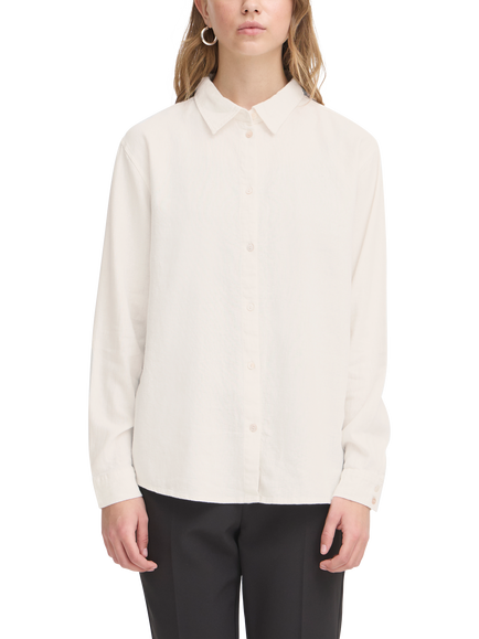 ICHI Ihlinno Linen Blend Shirt, Cloud Dancer
