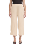 ICHI Ihmarrakech Elasticated Waist Cropped Wide Leg Trousers, Oxford Tan