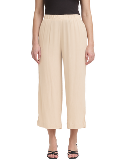 ICHI Ihmarrakech Elasticated Waist Cropped Wide Leg Trousers, Oxford Tan, Oxford Tan