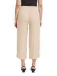 ICHI Ihmarrakech Elasticated Waist Cropped Wide Leg Trousers, Oxford Tan