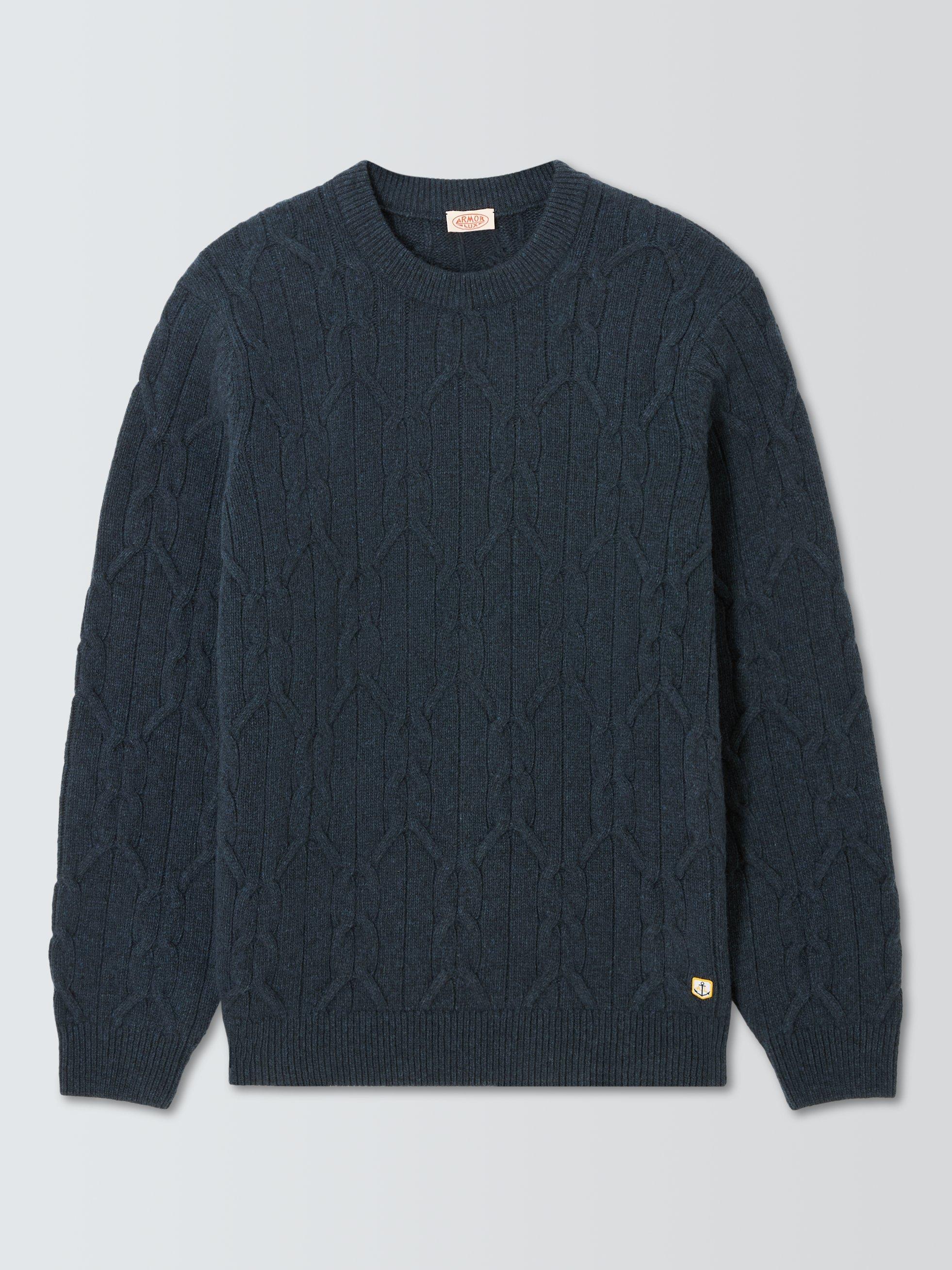 Armor Lux Cotton Cable Knit Crew Neck Sweater, Tornade Chiné