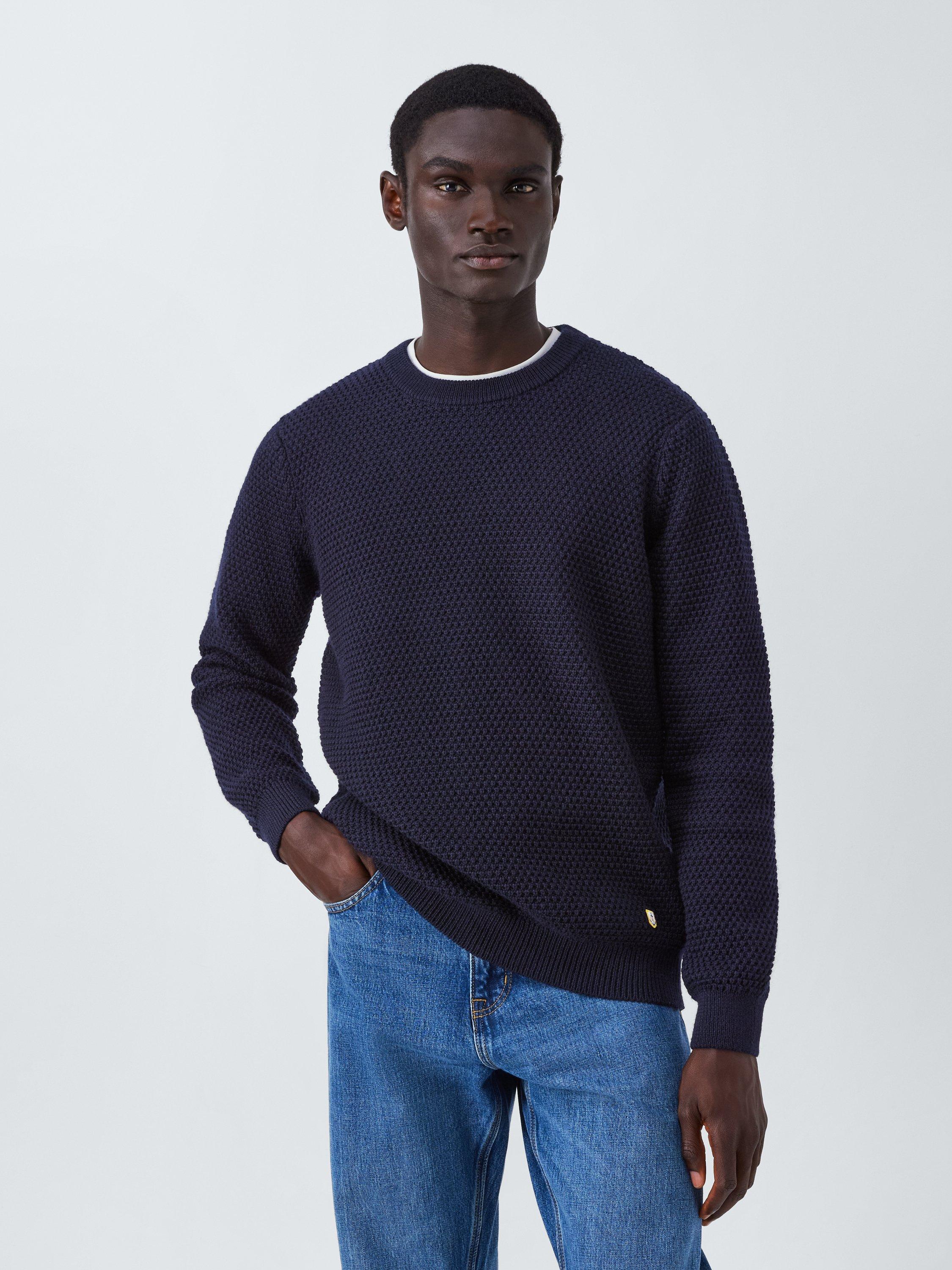 Product image 1 of 6, which shows Armor Lux Cotton Crew Neck Textured Jumper, Navire, S
