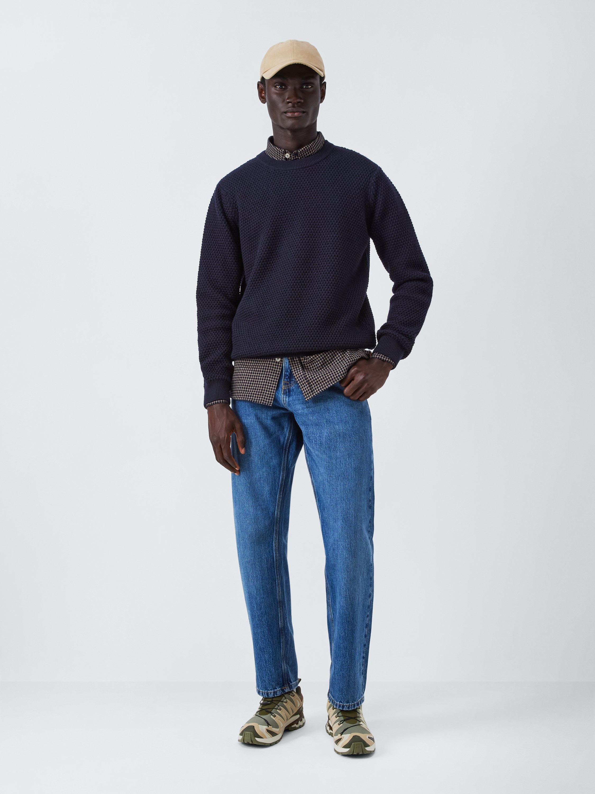 Product image 3 of 6, which shows Armor Lux Cotton Crew Neck Textured Jumper, Navire, S