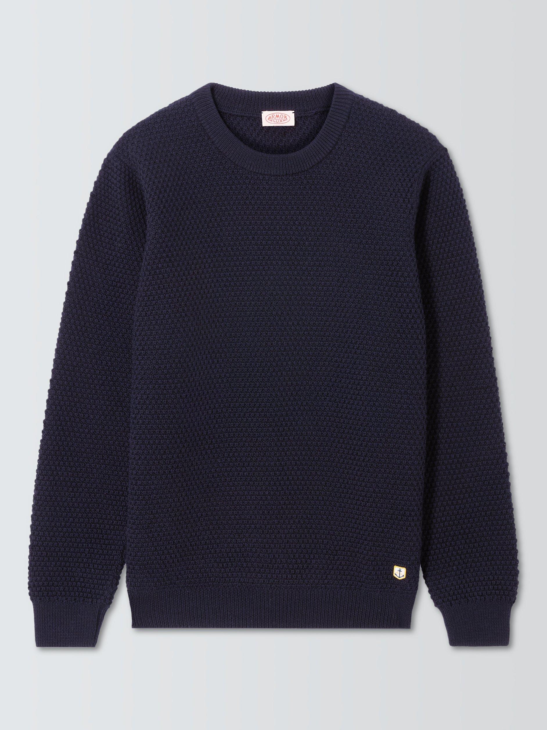 Product image 4 of 6, which shows Armor Lux Cotton Crew Neck Textured Jumper, Navire, S