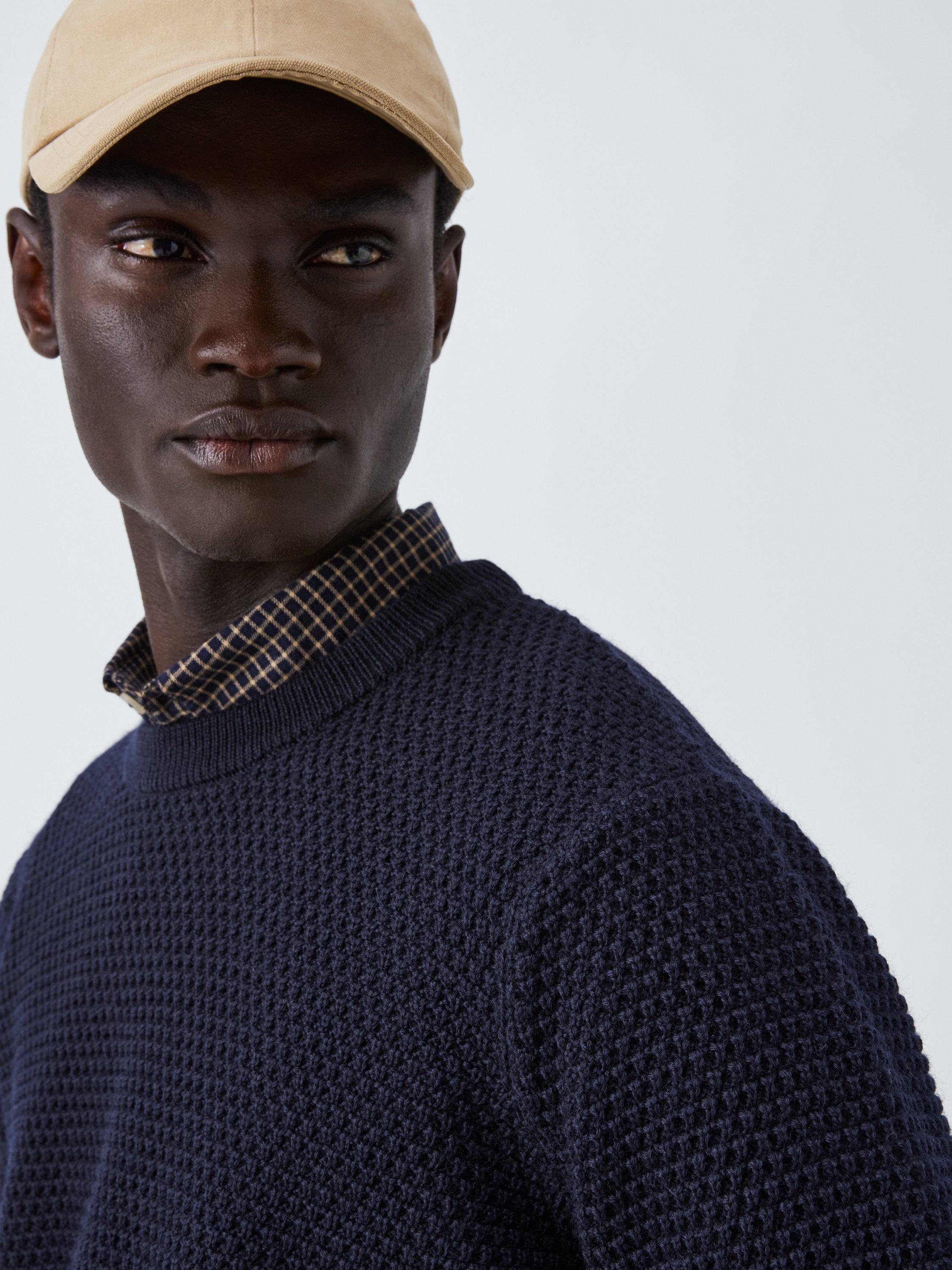 Product image 5 of 6, which shows Armor Lux Cotton Crew Neck Textured Jumper, Navire, S