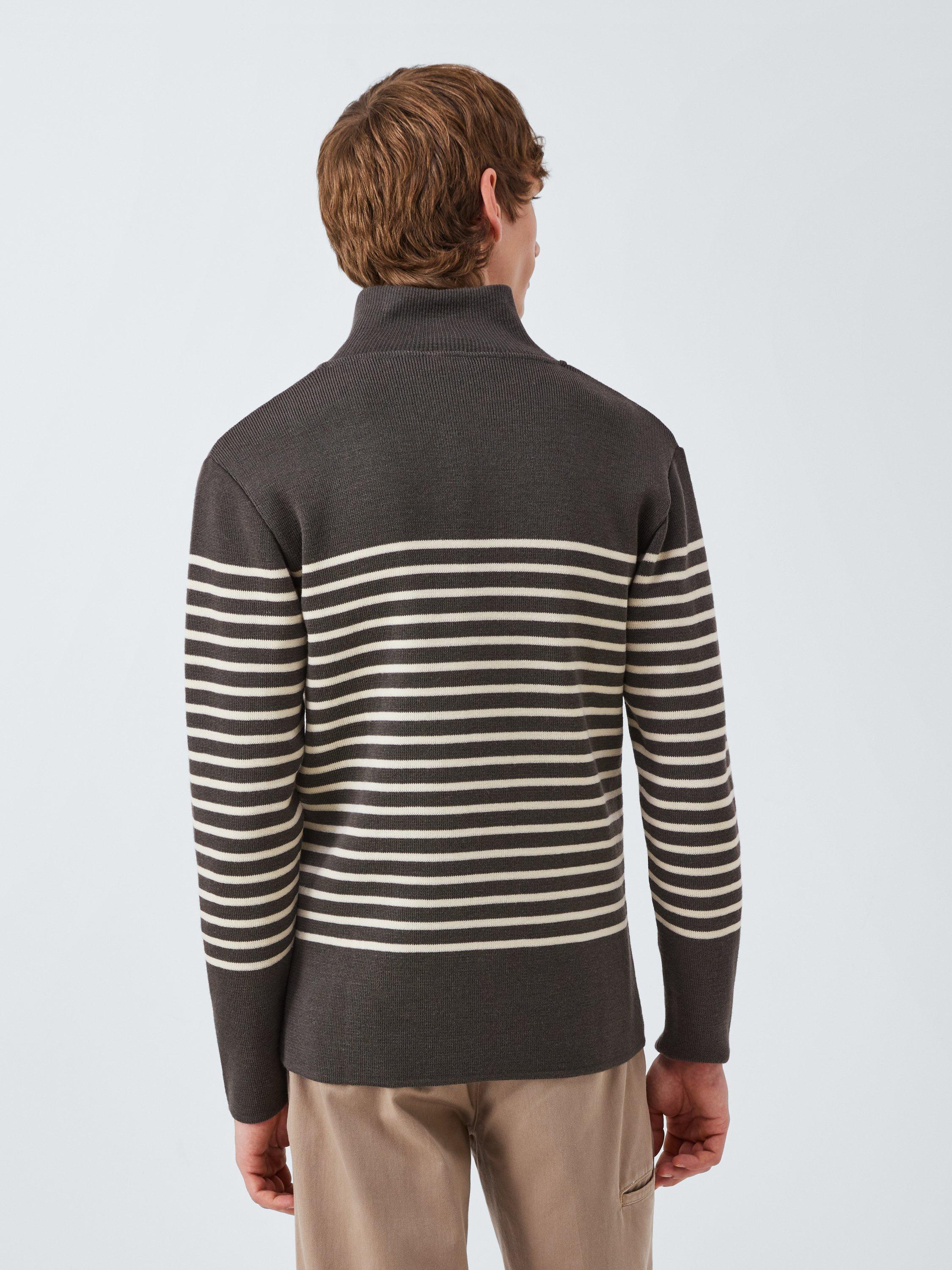 Product image 2 of 6, which shows Armor Lux Striped Zip Neck Jersey Top, Chiméra, M
