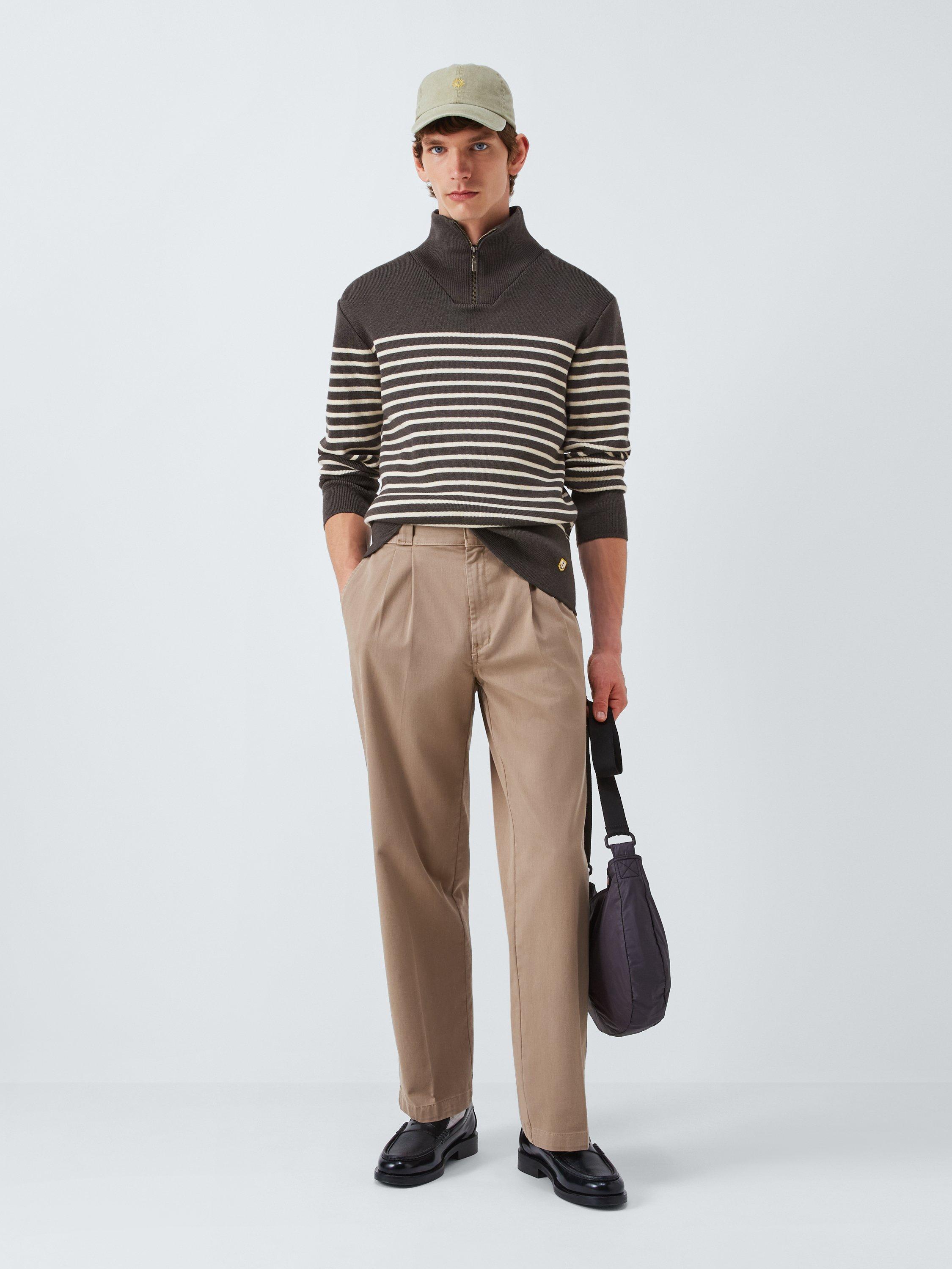 Product image 3 of 6, which shows Armor Lux Striped Zip Neck Jersey Top, Chiméra, M