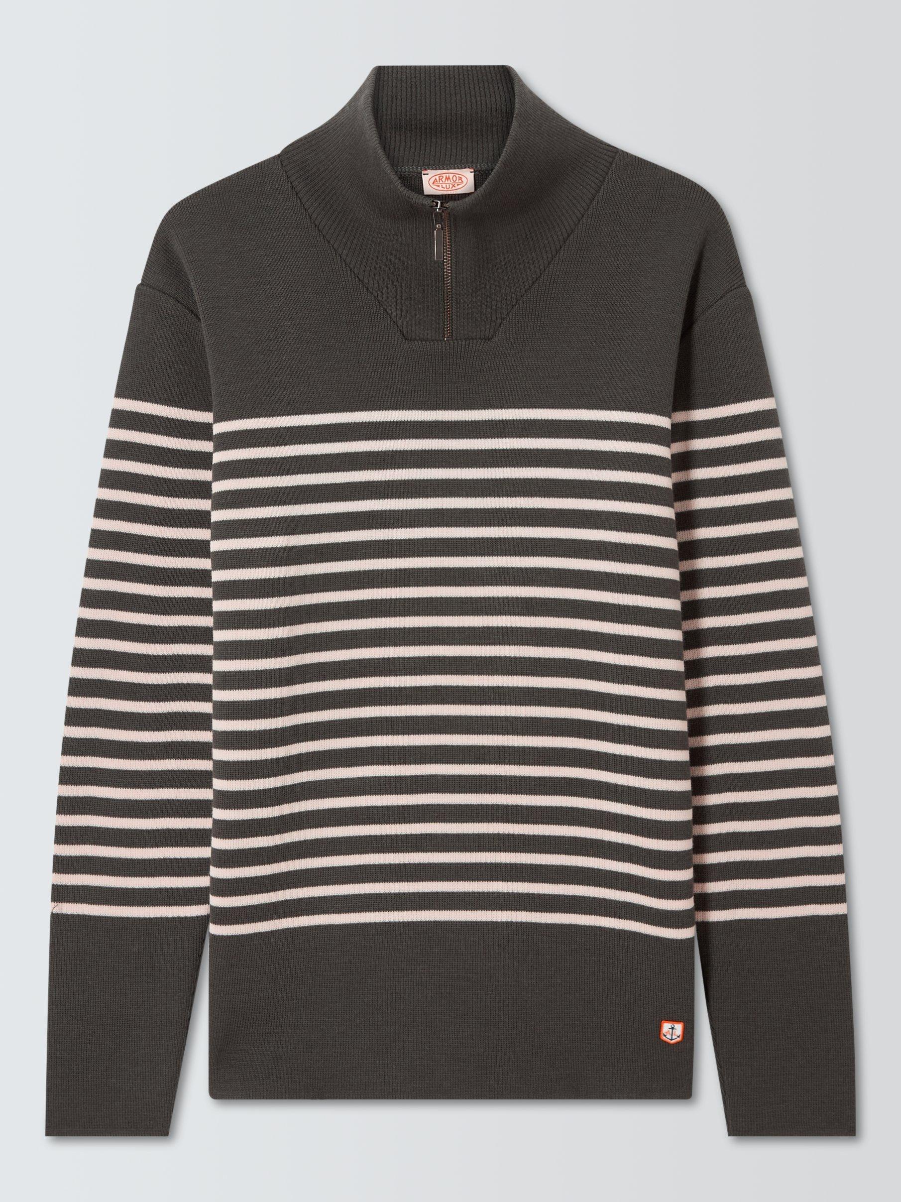 Product image 4 of 6, which shows Armor Lux Striped Zip Neck Jersey Top, Chiméra, M