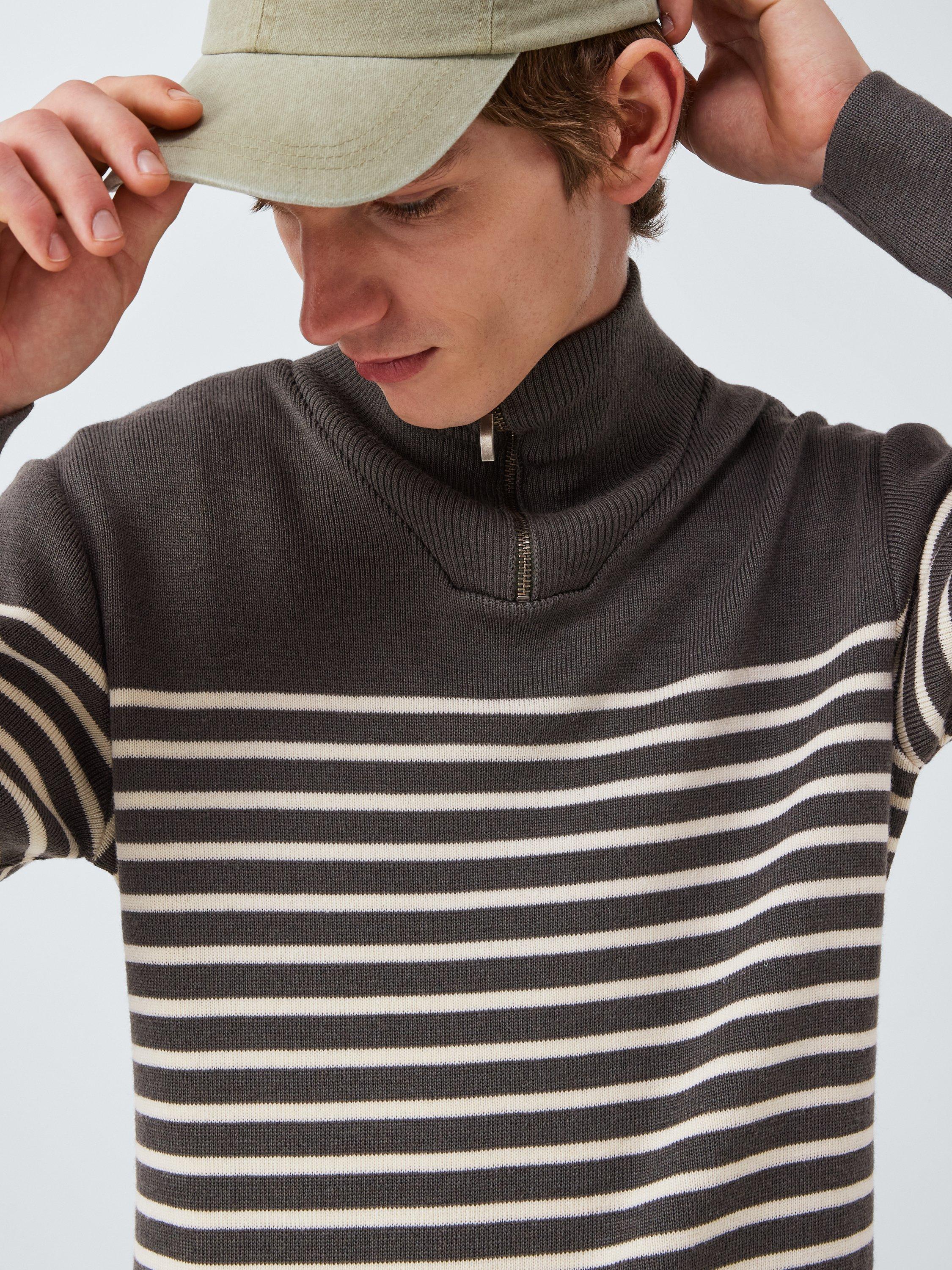 Product image 5 of 6, which shows Armor Lux Striped Zip Neck Jersey Top, Chiméra, M