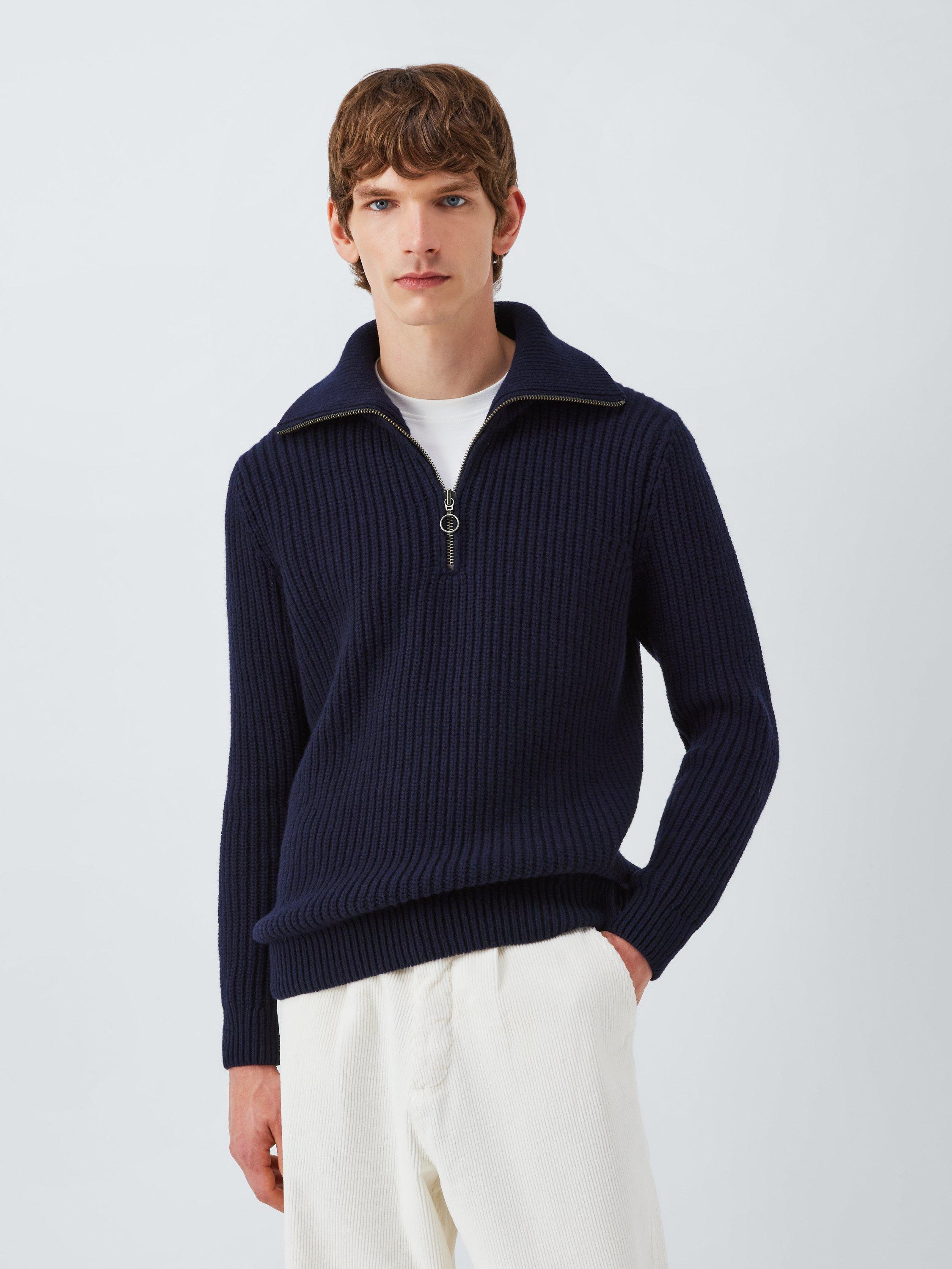Product image 1 of 6, which shows Armor Lux Wool-Blend Quarter-Zip Jumper, Navire, S