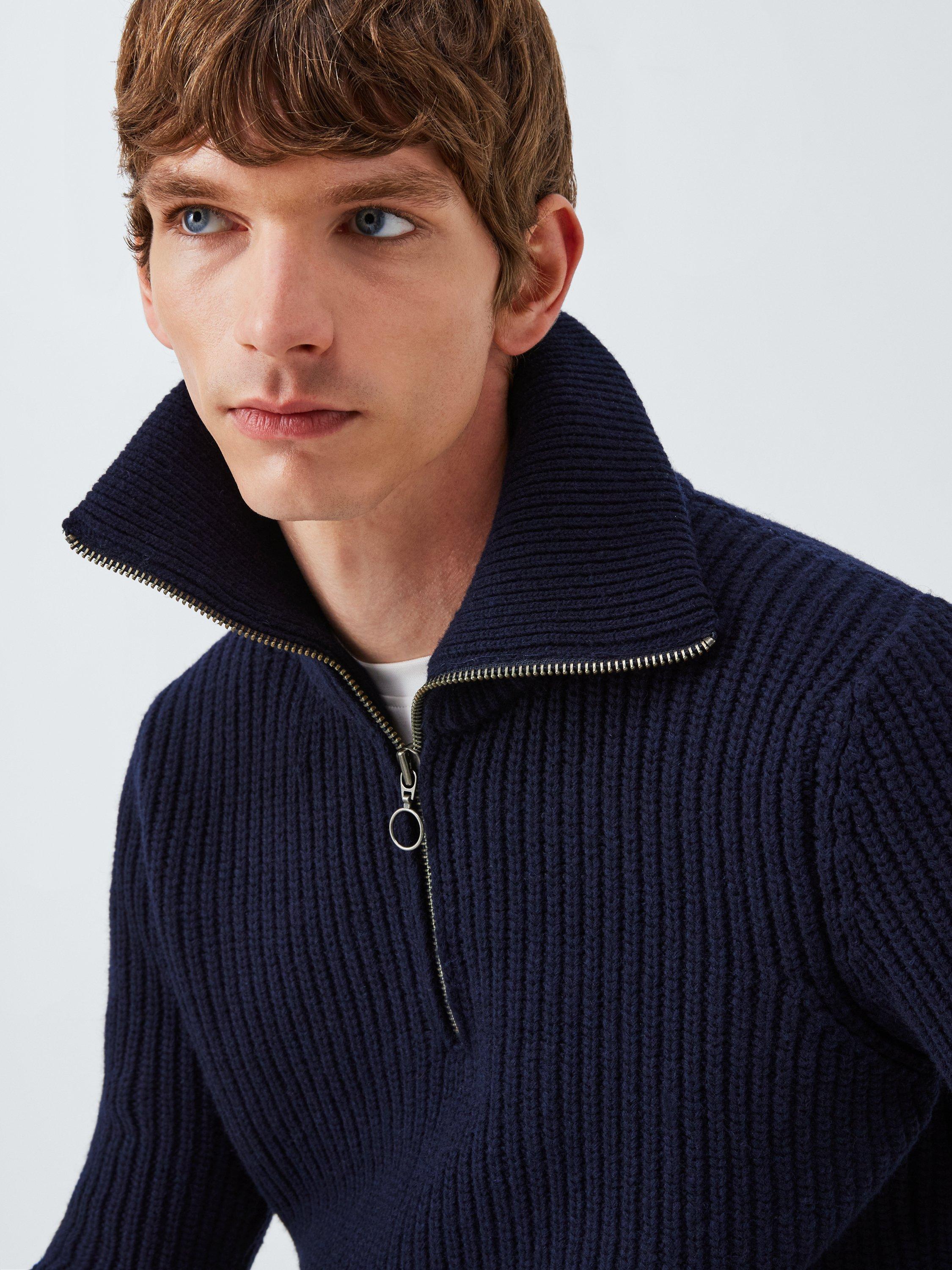 Product image 5 of 6, which shows Armor Lux Wool-Blend Quarter-Zip Jumper, Navire, S