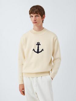 Armor Lux Wool Anchor Crew Neck Jumper, Nature, Nature