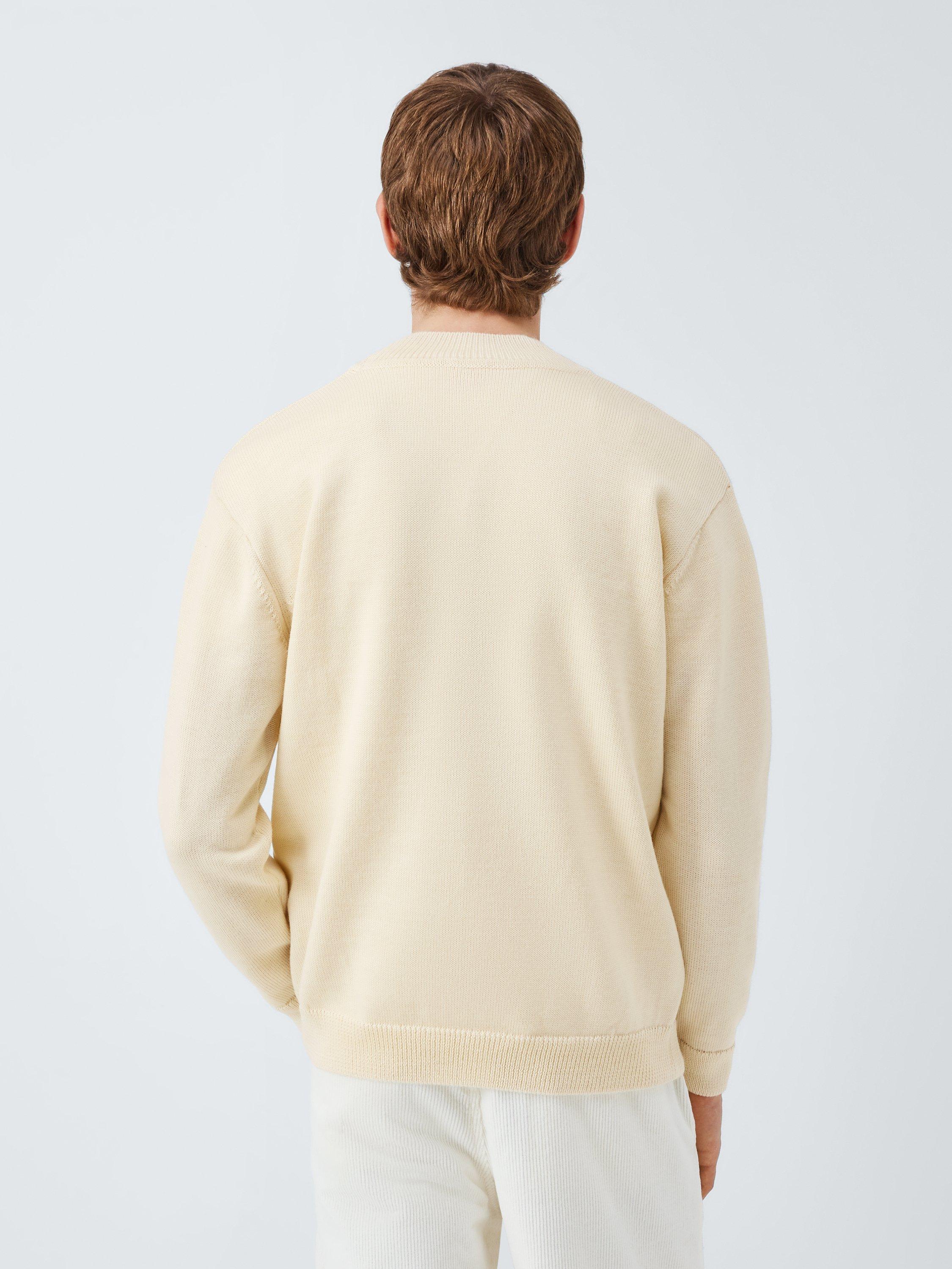 Product image 2 of 6, which shows Armor Lux Wool Anchor Crew Neck Jumper, Nature, M