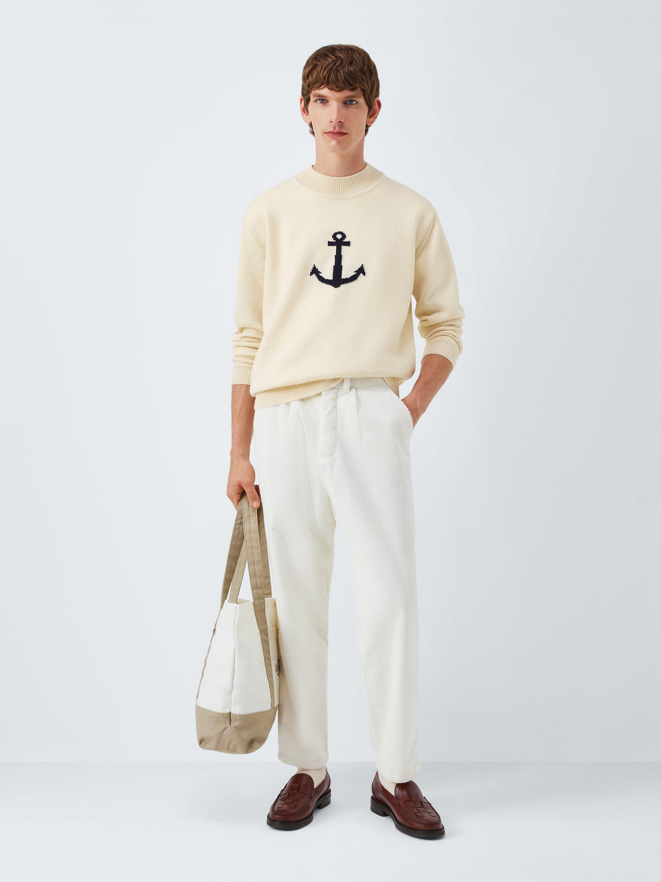 Product image 3 of 6, which shows Armor Lux Wool Anchor Crew Neck Jumper, Nature, M