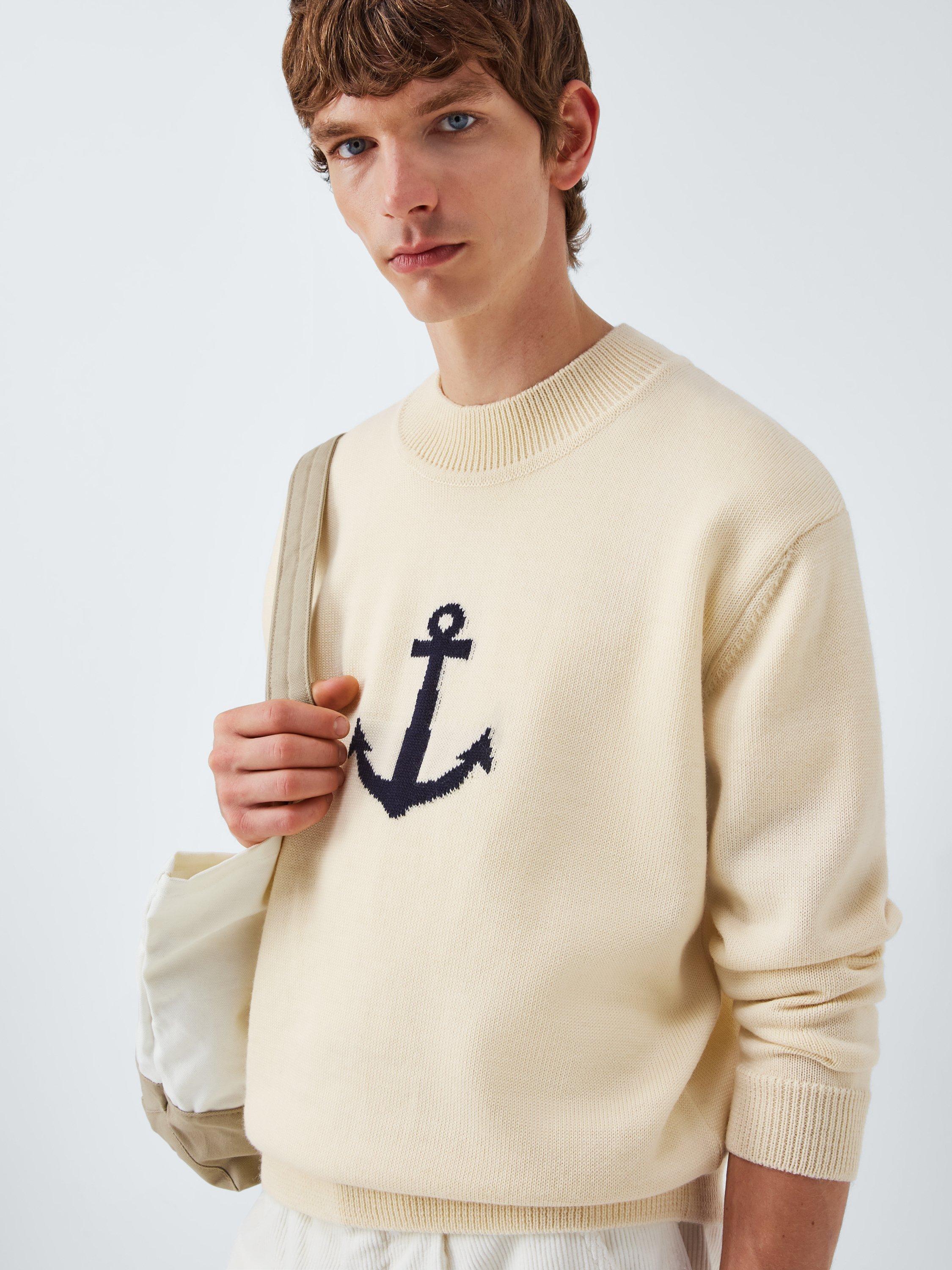 Product image 5 of 6, which shows Armor Lux Wool Anchor Crew Neck Jumper, Nature, M