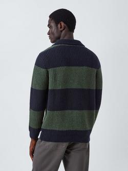 Armor Lux Wool Striped Knit Polo Top, Navire - view 2, Navire