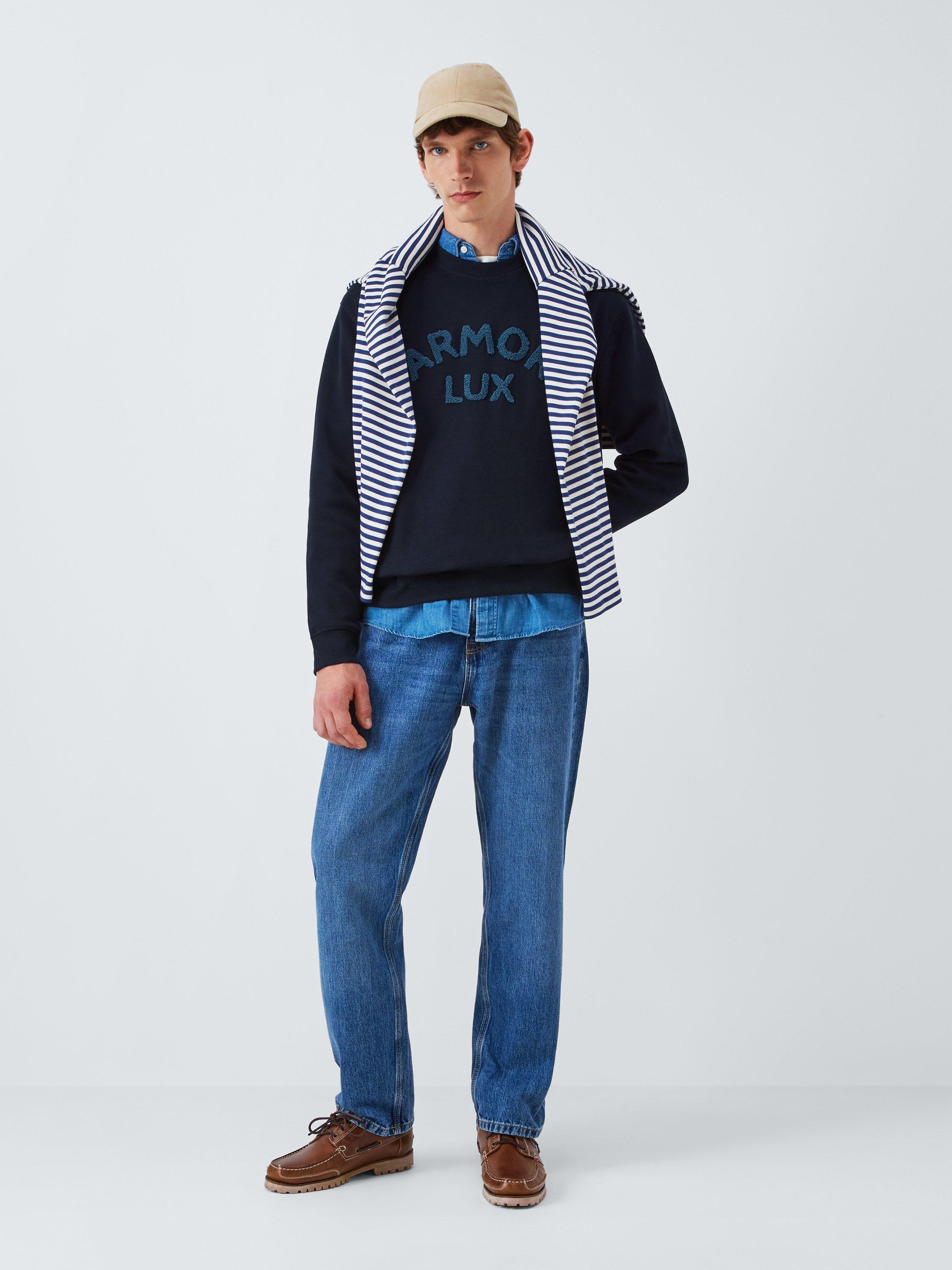 Product image 3 of 6, which shows Armor Lux Cotton Terry Logo Sweatshirt, Navire, M