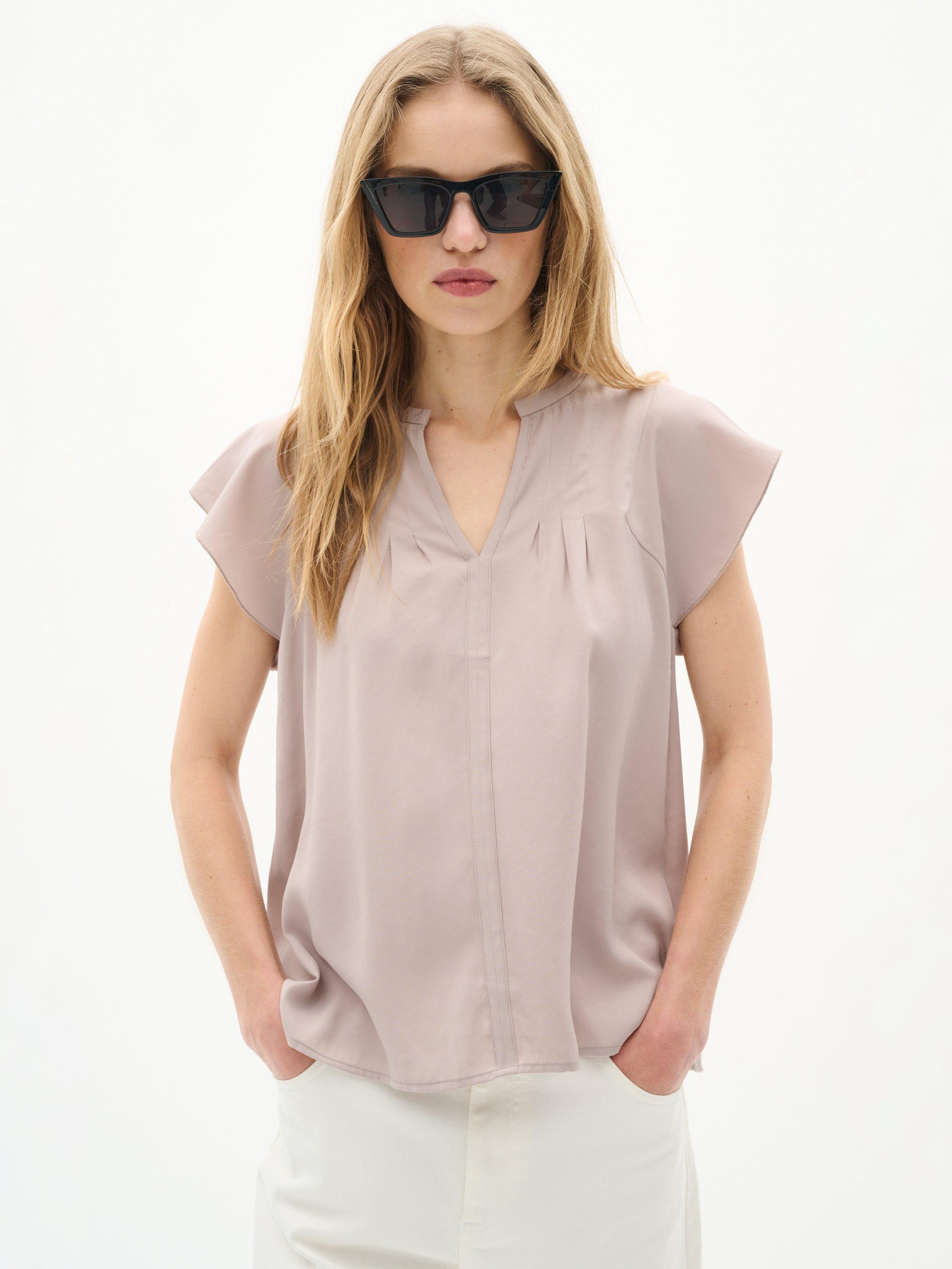 Product image 1 of 6, which shows InWear Cidenza Notch Neck Top, Stone, 14