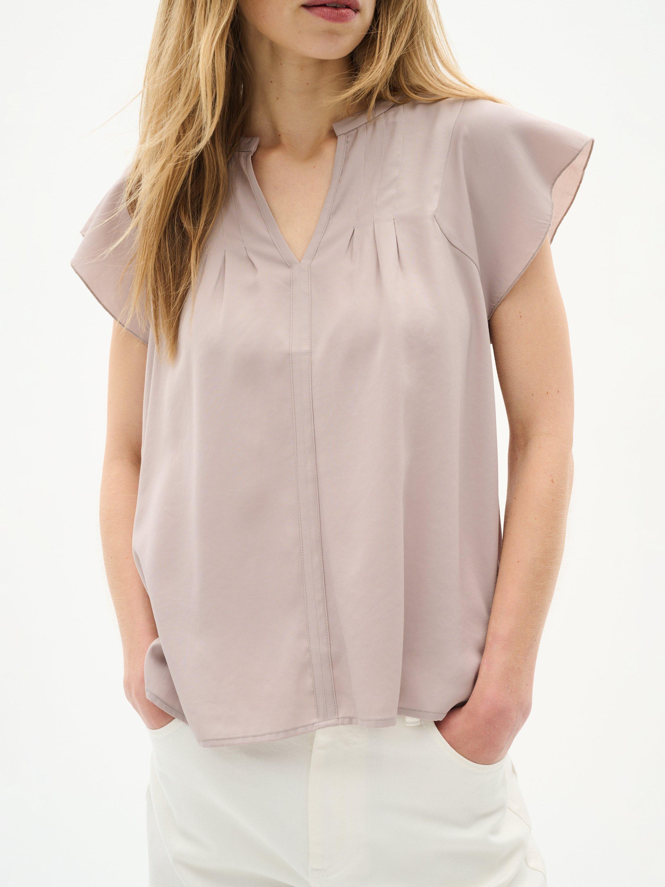 Product image 4 of 6, which shows InWear Cidenza Notch Neck Top, Stone, 14