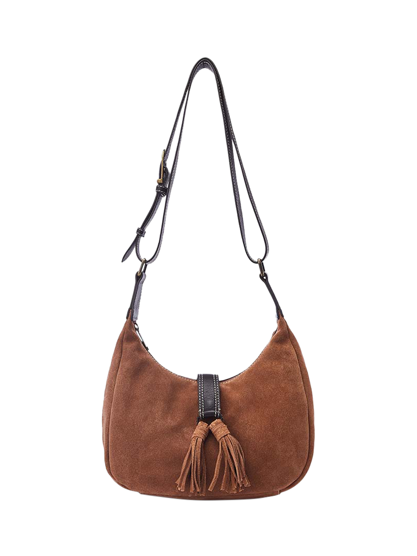 Moda in Pelle Alice Suede Shoulder Bag, Tan